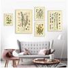 Vintage Wild Plant Poster Botanical Flower Study Living Room Hanging Painting Peony Picture Aesthetic Room Decor Canvas Paintng