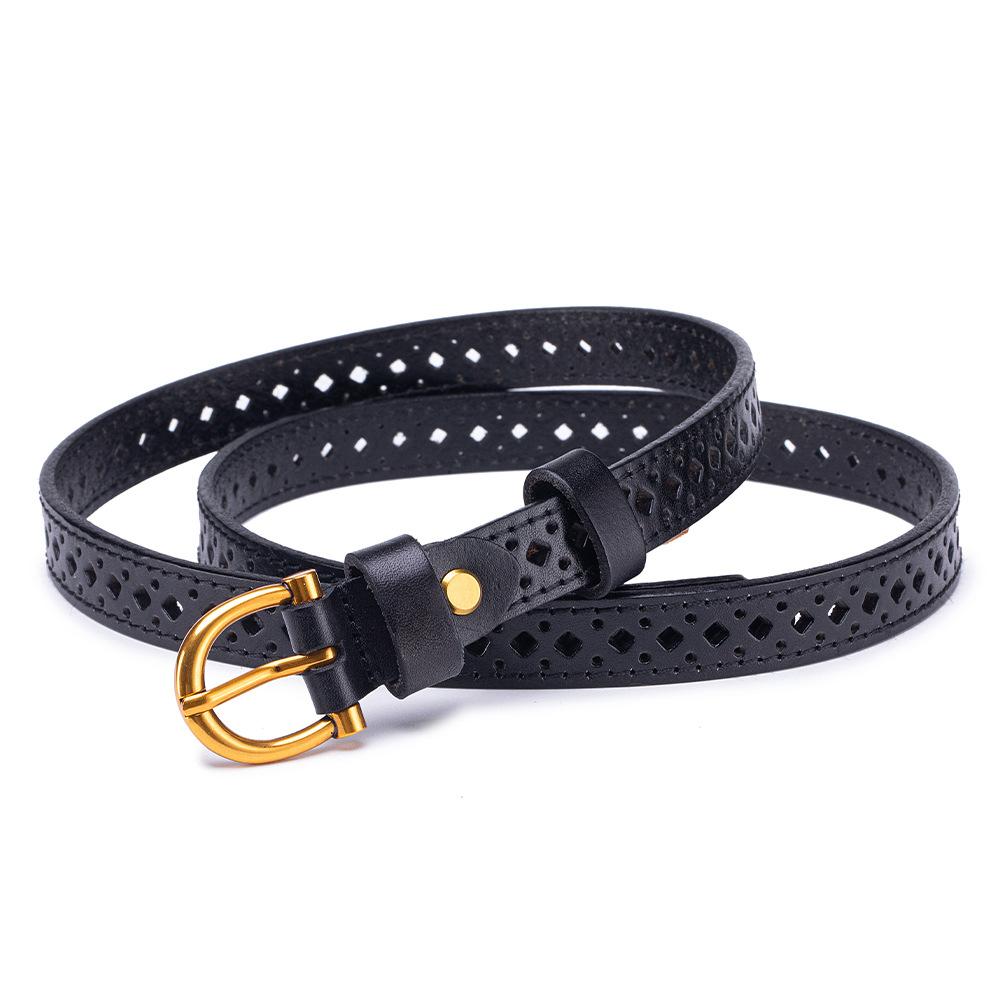 

Genuine Leather Women s Belt with Hollow Needle Buckle Fashionable Versatile Decorative for Pants