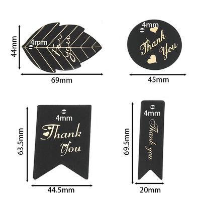 50pcs/Lot Stamping Thank You Paper Card Tags Jewelry Hang Tag Black White Paper Cards Jewelry Accessories Price Label Wholesale