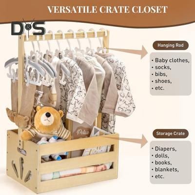 Wooden Baby Shower Crate Closet Baby Shower Basket Smooth Edge Burr Free Large Capacity Easy Assembly Storage Basket