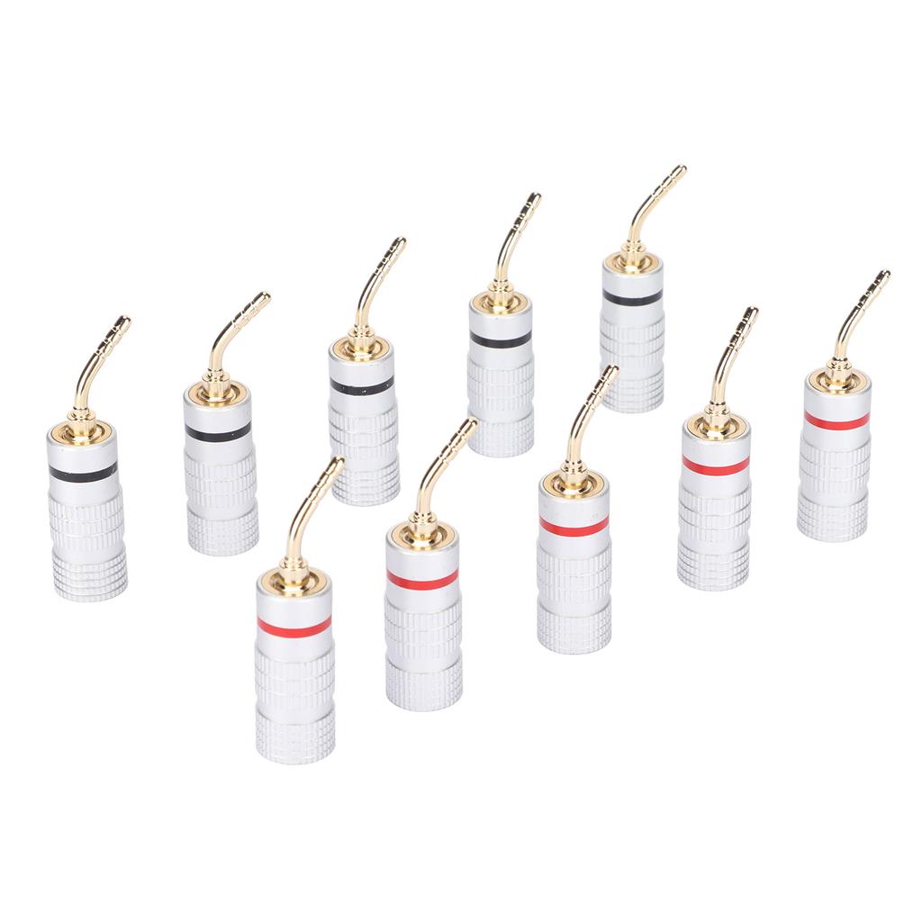 10pcs Banana Plug Needle Type Professional 24K Gold Plated Speaker Wire Connectors for Speaker Wire