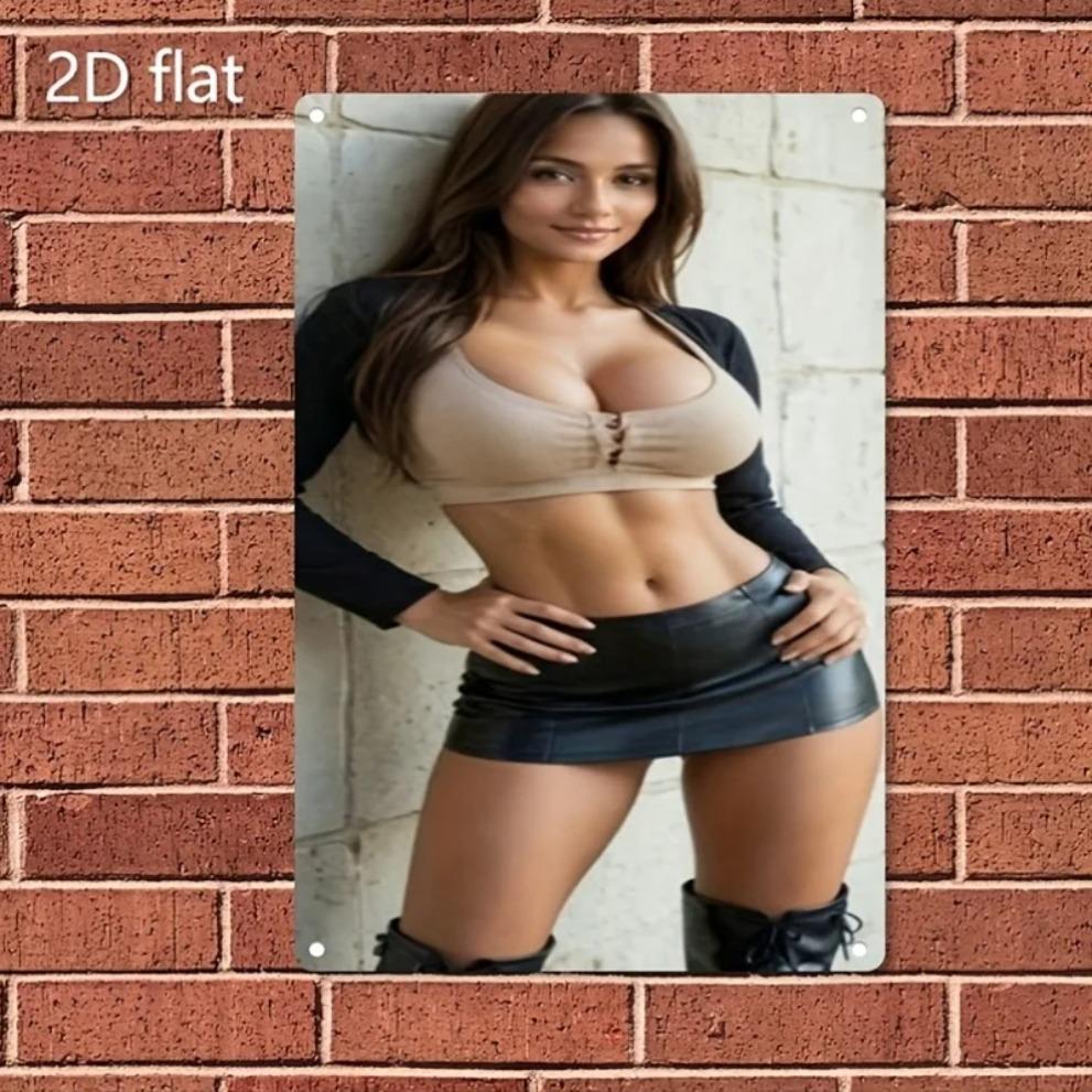 Sexy Woman Metal Sign D Vintage Black White Wall Art for Home Bar Cafe Waterproof Plaque Gift