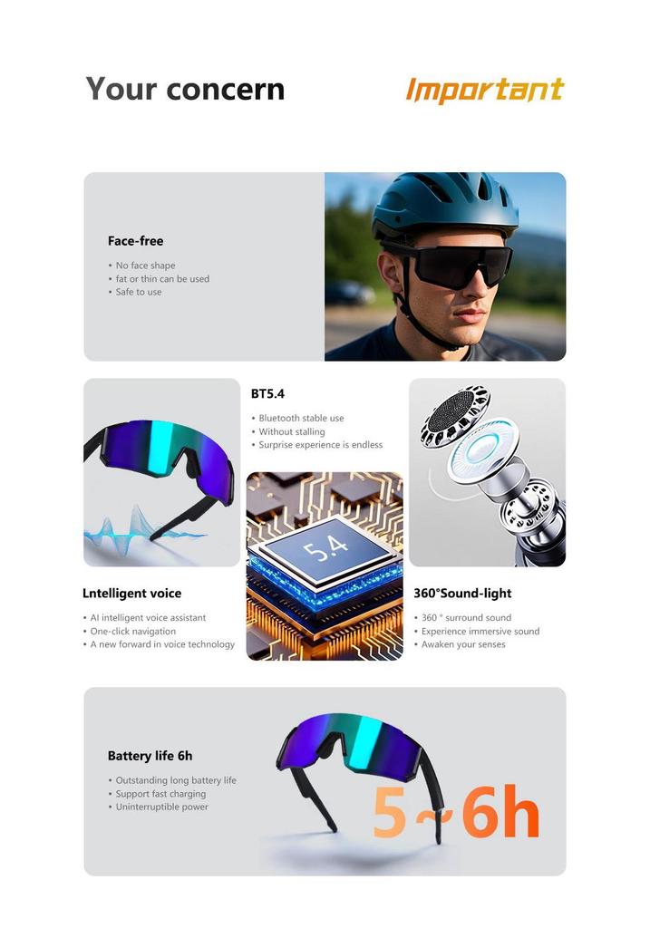 Bluetooth Cycling Sunglasses: UV Protection, Music & Calls, Color-Changing