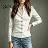 Women Slim Fit Blazer Stand Collar Striped Blazer, Single-Breasted Casual Jacket Blouse Top, Office Business Outerwear Slimming Waist Coat