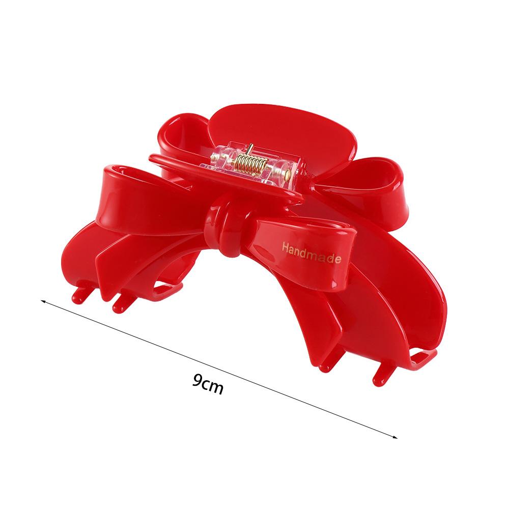 New Year Red Red Hair Clip Acetate Bownot Grab Clip Fashion Acetic Acid Bow Hair Claw  Female