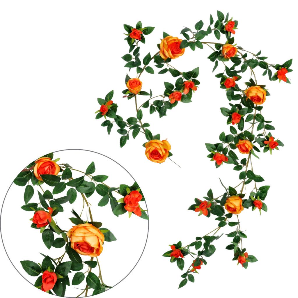 Guirnalda de Flores Artificiales de 1.8m, Guirnalda de Flores Falsas, Flor de Plástico, Cubre Tubos, Decoración de Balcón