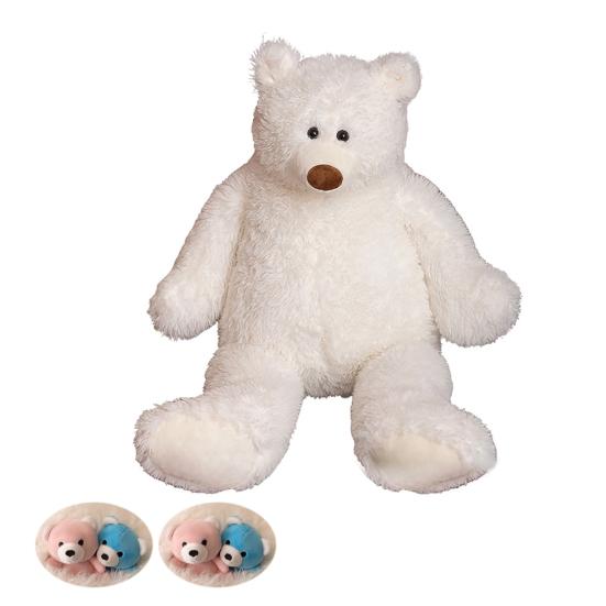 Large Cuddly Animal Stuffed Mother Baby Polar Bear Elephant Plush Toy Huggable Sleep Companion Gift for Kids Birthdays Home Decor