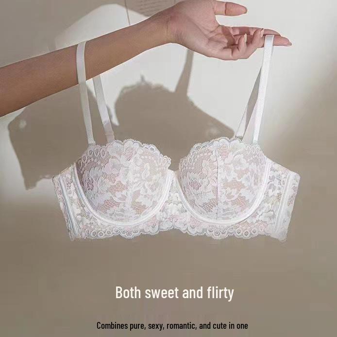 Französische Spitze Bügel Halbschalen BH für Damen - Weich, Stützend, Verstellbar, Sexy