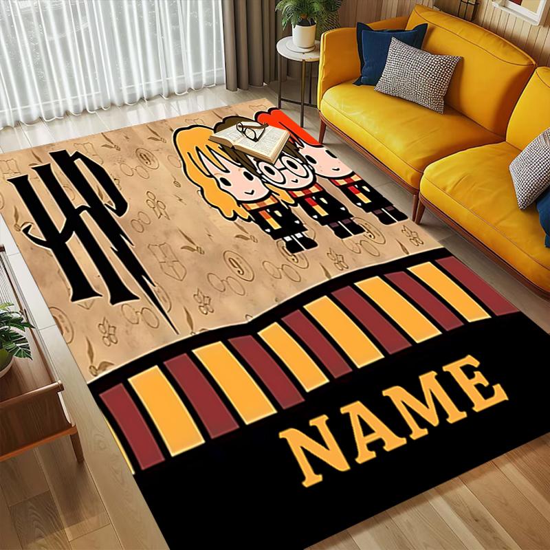 Custom Name Harry Potter Living Room Non-Slip Area Rug Soft Carpet for Bedroom Kids Playroom Sofa Office Home Decor Doormat