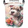 1pc Laundry Basket, Foldable Dirty Laundry Basket, Cute Dog and Floral Pattern, Multi-Purpose Storage Basket with Handle Design, Suitable for Bathroom