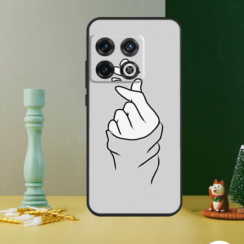 Korean Finger Heart Love Phone Case For OnePlus 13 12 11 13R 12R 10R 9 10 Pro 8T 9RT 10T Nord 4 CE 2 3 Lite N20 N30
