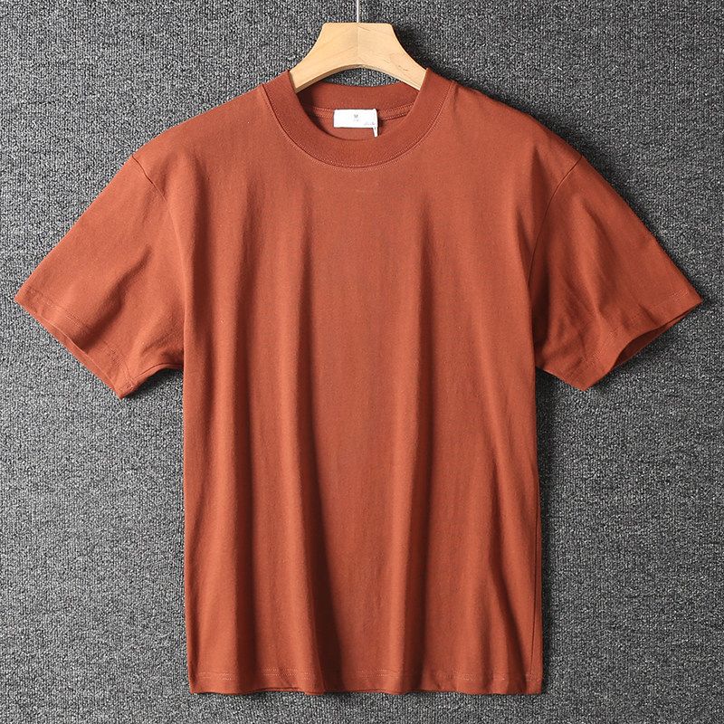 Foreign Trade Cut-Label All-Cotton Breathable Solid Color Basic Style Odm Order Summer Men's Round Neck Casual Versatile Short-Sleeve T-Shirt