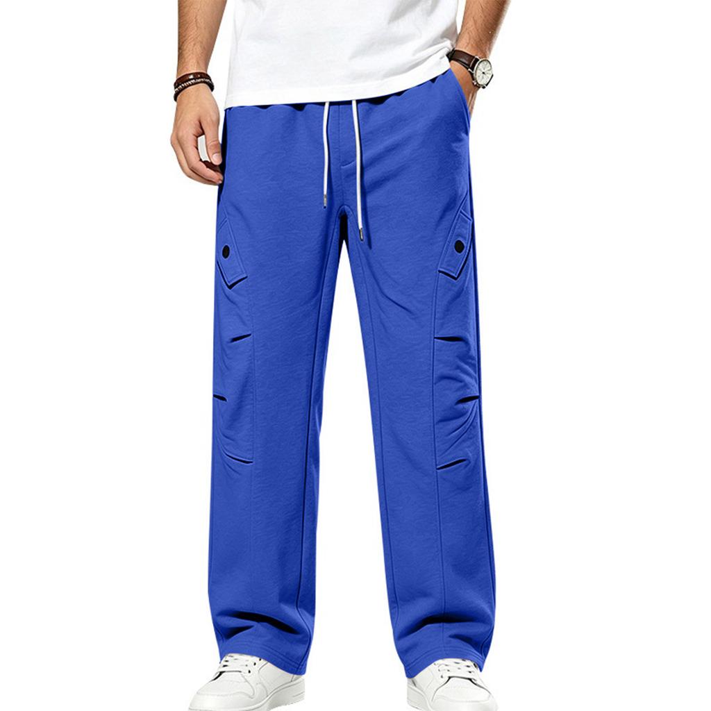Pantalon de survêtement droit en sergé pour homme Coupe ample Hip Hop Streetwear Décontracté