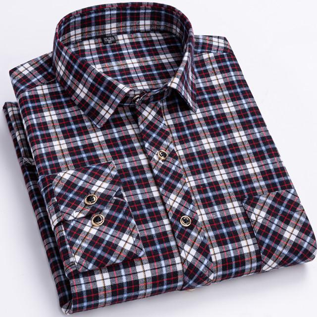 2026 New Men's Plaid Shirts Long Sleeve Checked Shirt Formal Fashion Thin Soft Classic Basic Casual Male Clothing 3XL 4XL