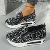Sneakers Woman Allover Sequin Platform Slip-On Muffin Tennis Flat Ladies Moccasins Sports Slip-on Loafers Platform Elegant Shoes