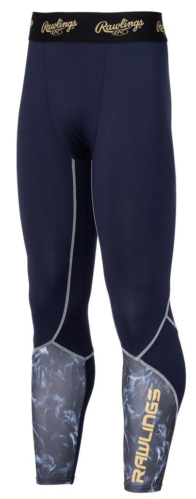 Rawlings Baseball Power Stretch Long Size 2XO Fleece-Lined Tights, AL15F01, Navy/Deep Navy,