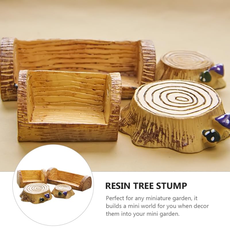 COHEALI Set of 4 Resin Tree Miniature Garden Micro Landscape Indoor and Outdoor Accessories Stumps, Objects, Decorations, 2.9x1.2x1 Inch,