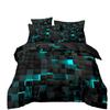 Red Glowing Bedding Set,Abstract King Duvet Cover Honeycomb Quilt Cover For Teens Adults Geometry Hexagon Bed Set