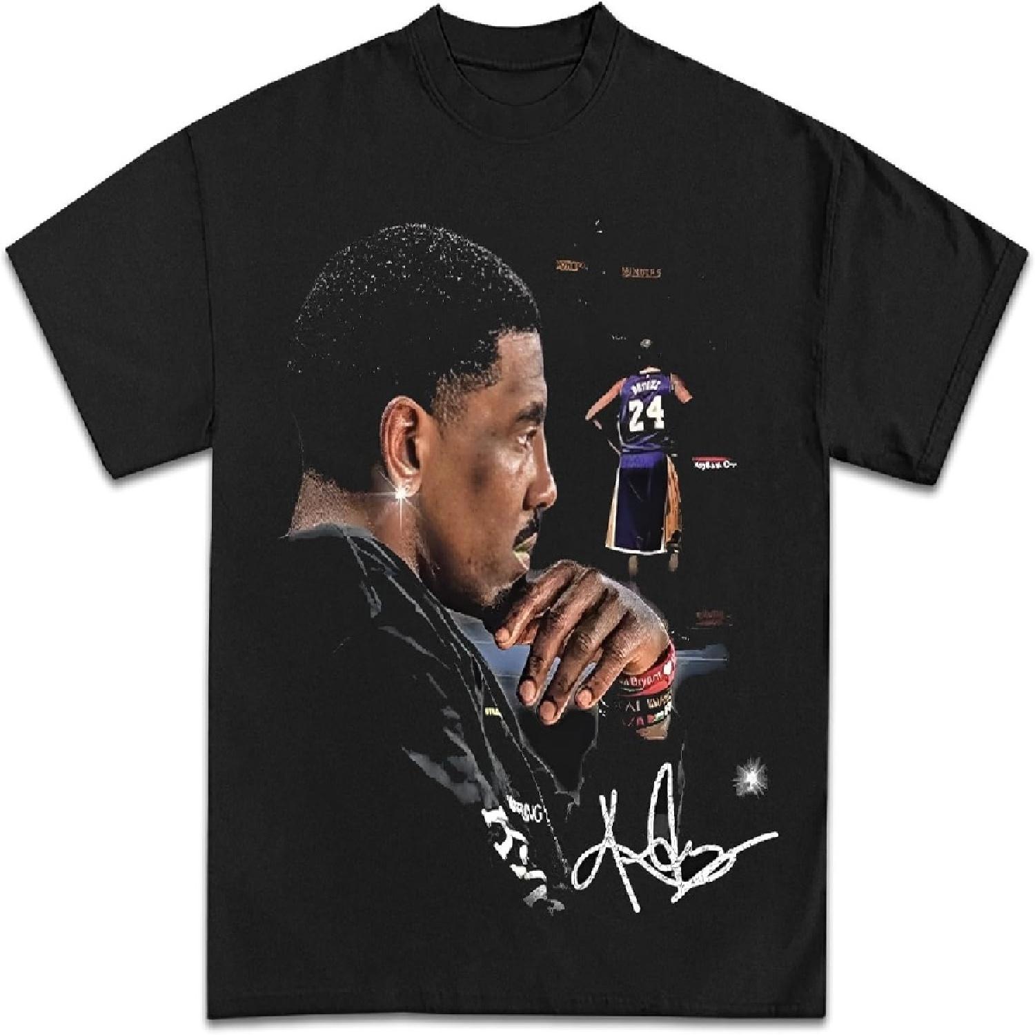 

Kyrie Overlooking Kobe Графическая футболка Премиальное качество Тяжеловесная баскетбольная майка для взрослых и детей XXXXXL чёрный