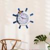 Mediterranean Style Wooden Wall Clock Retro Rudder Ship Wheel Round Hanging Time Clock Farmhouse Home Nautical Decor