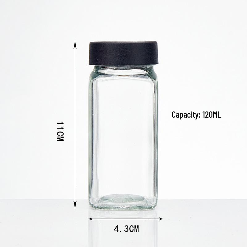 

Прозрачная стеклянная банка для приправ с герметичной крышкой для удобного хранения 120ml (4oz) + Black Lid прозрачный