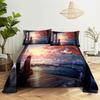 Scene Bed Sheet and Pillowcase Set Bedding Linens Cover Queen King Double Size 220x240 Trees for Bedroom Soft Twin Full Single