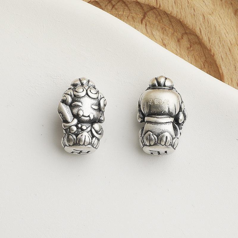 Sterling Silver Chinese Zodiac 8 Guardian Deity Spacer Beads for DIY 3D Handmade Bracelet Accessories