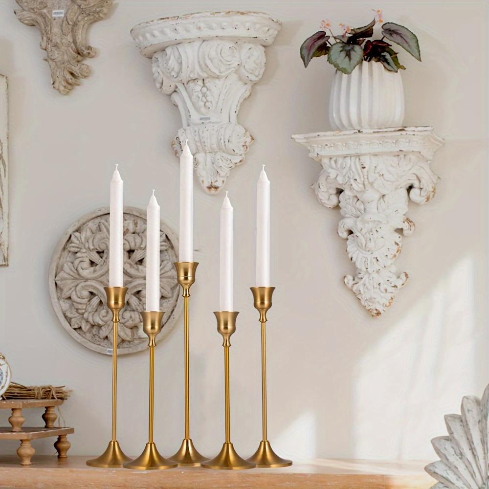 3 Pcs/ Set Golden Brass Candle Holders, Retro Modern Decorative Center Candle Holders