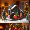 Resin Christmas Luminous House Ornaments LED Lighted Snow House Figurine Xmas Colorful Light House Christmas Desktop Decoration
