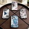 Ink Wash Painted Butterfly Phone Case For iPhone 17,16,15,14,13,12,11 Plus,Pro Max,XS,Soft Silicone Black Cover