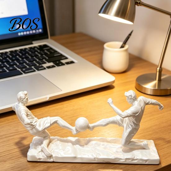 Soccer Desktop Decoration Player Statue, 3D Printed 2 Men Playing Figurine, Sports Football Figurine Collectible Table Sculpture for Home, Office