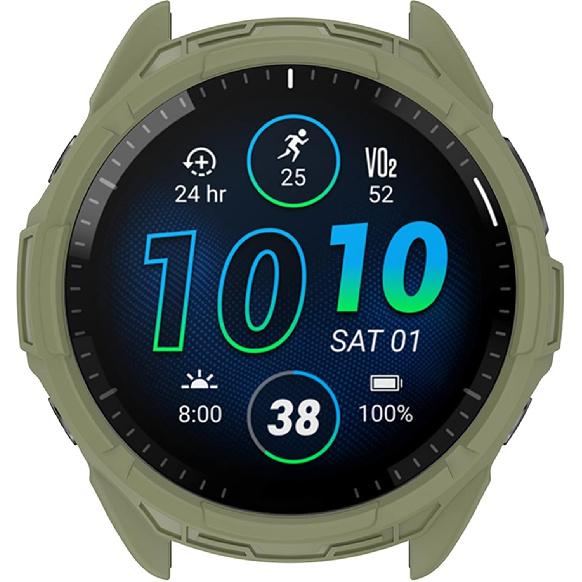 2Pack Soft TPU Case Cover (Black+Green) Compatible with Garmin Forerunner965 Running Smartwatch Protective Case Intended for Forerunner 965 Watch