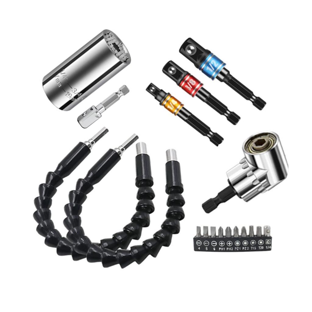 YFFSFDC Flexible Shaft Electric Hex Driver Connection Socket Right Angle 105 DIY Universal Socket Electric Hardware Tool Drill Accessories Drill,