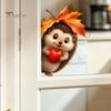 Transparente Fensterfolie Herbst Statische Aufkleber, Herbst Igel Ahornblatt Glasaufkleber, Wiederverwendbare Dekorationen PVC Aufkleber für Zuhause, Geschäft Schaufenster