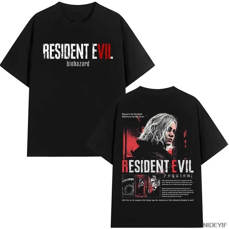 Resident Evil Biohazard Game T-shirt for Men Women Leon Kennedy 100% Cotton T Shirts Tops Oversized Y2k Clothing