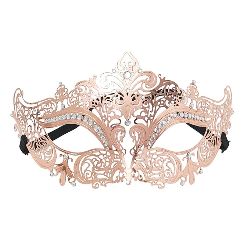 

[Aquamie] venetian mask sexy mask iron disguise eye mask Stylish half disguise mask For adults (rose gold tiara)