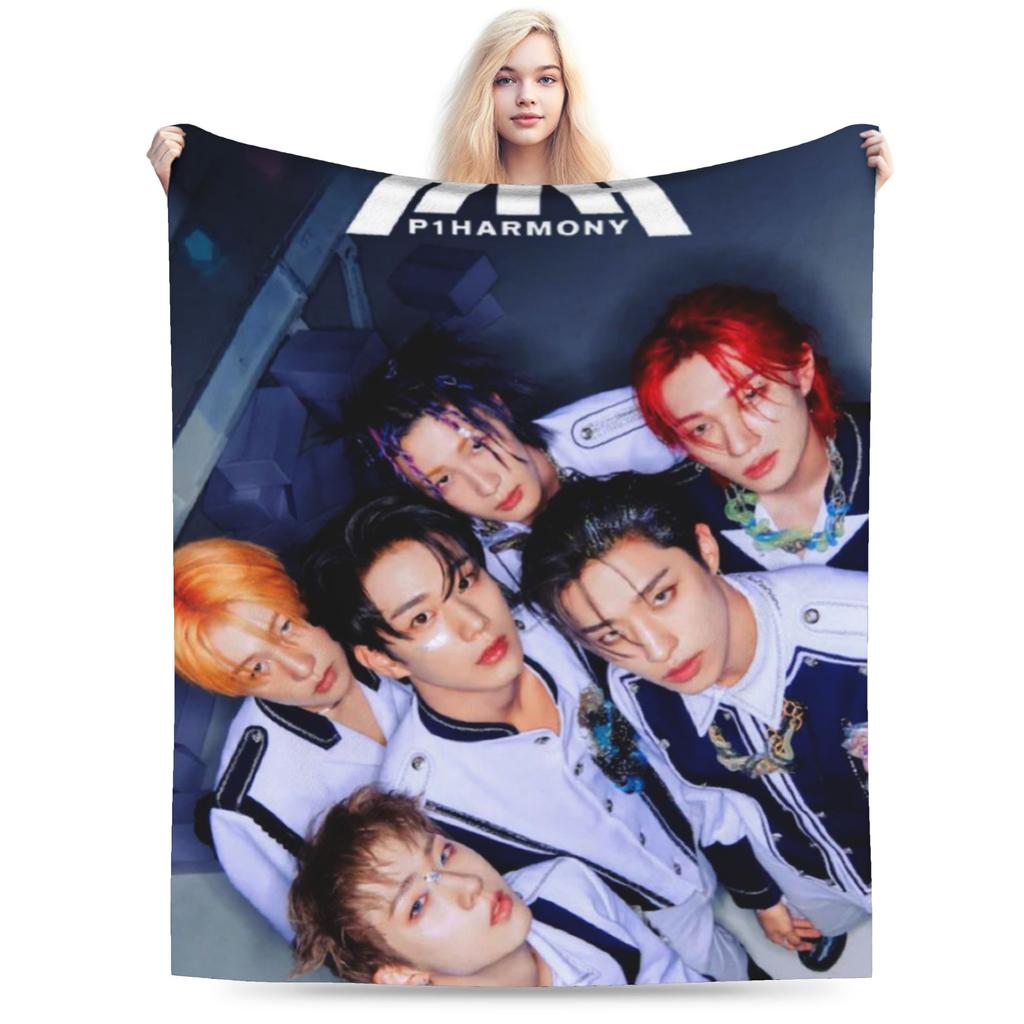 DUH! P1Harmony Kpop Music Album Blankets Lightweight Thin Flannel Comfortable Gift  Throw Blankets Bedspreads