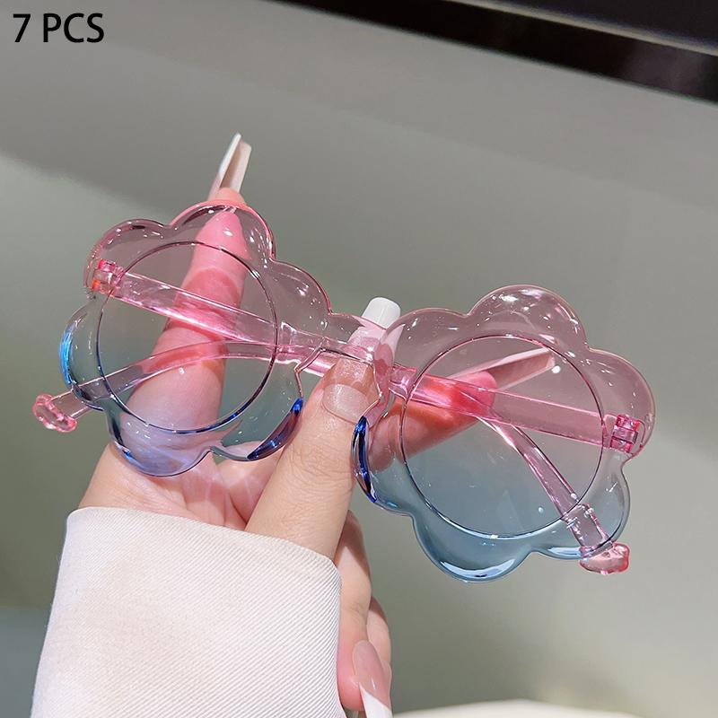 1/7 Pcs Flower Shaped Sunglasses for Children Stylish Gradient Multi-color Kids Shades  Ins Trendy Cute Decor Sun Glasses
