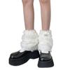 Women Furry Leg Warmers with Letter Label Aesthetic Winter Warm Fuzzy Plush Boot Cuffs Leg Gaiters Socks Streetwear