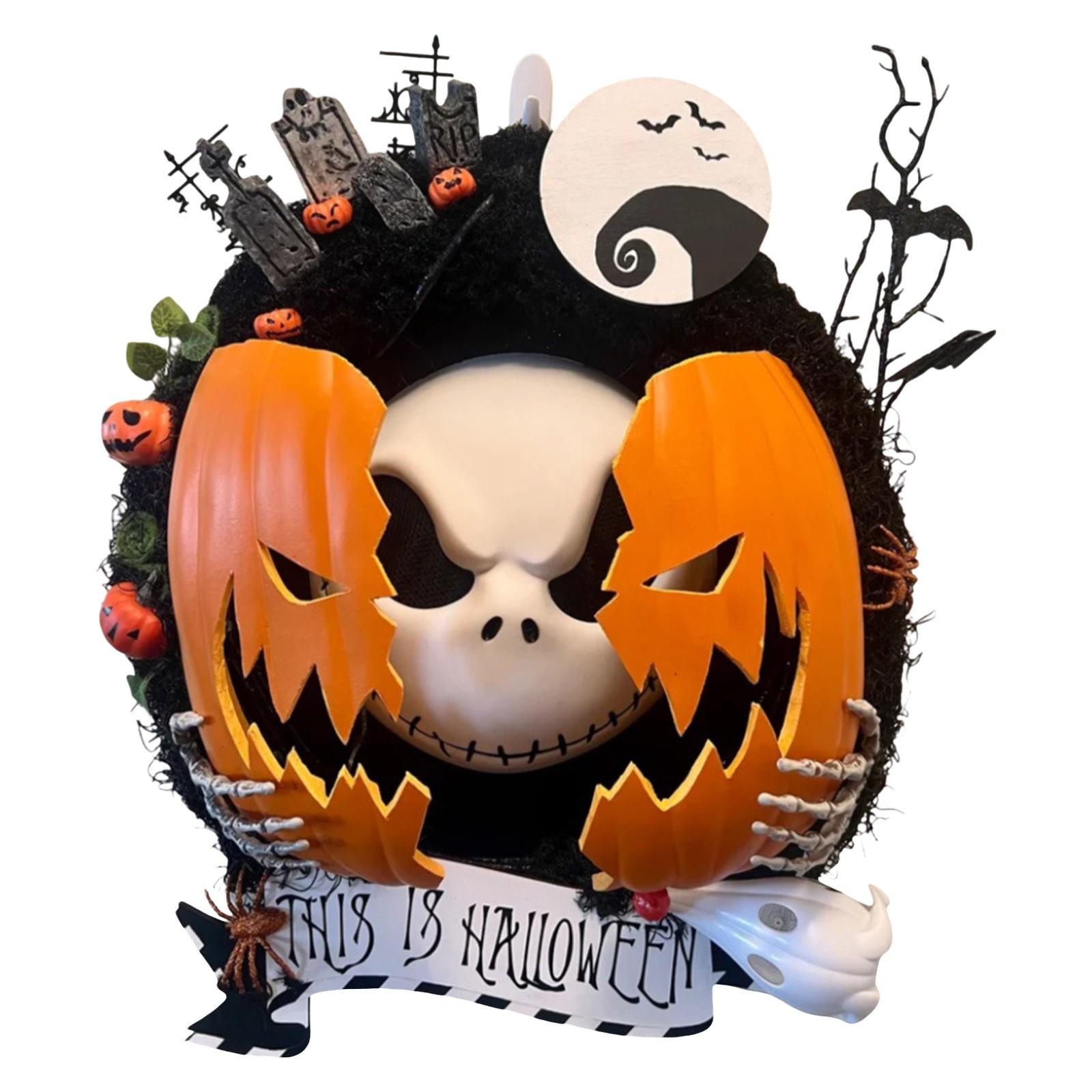 

Хэллоуин Венок из тыкв Дверная табличка Хэллоуин Украшение тыквы One Size