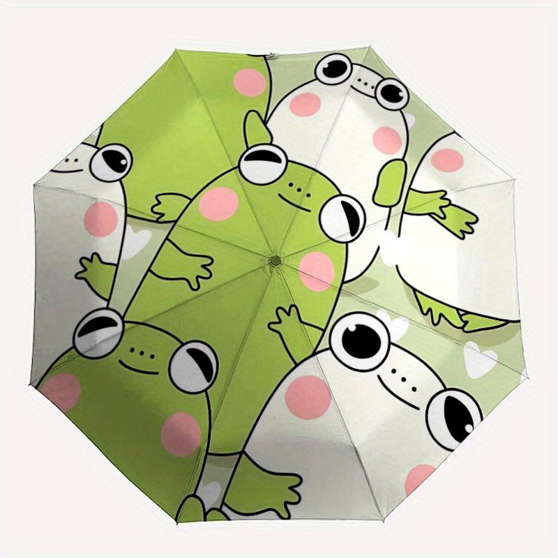 

1pc Froggy Friends Automatic Open/close Leisure Umbrella, 8-Rib sturdy structure, Portable Travel Umbrella, Parties, Everyday Use, Outdoor A