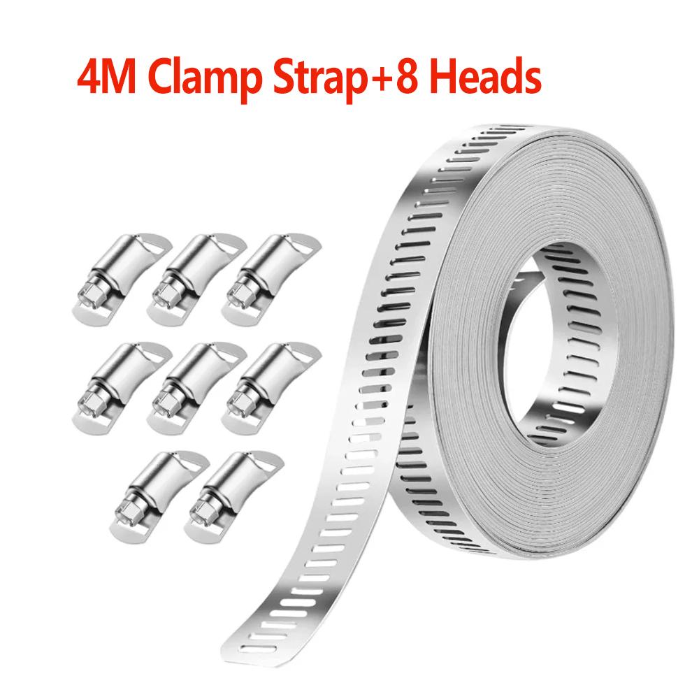 

4M 304 Stainless Steel Hose Clamps Strap DIY Screw Band with Fasteners Worm Gear Clip Adjustable Tube Pipe Ducting Hose Clamp