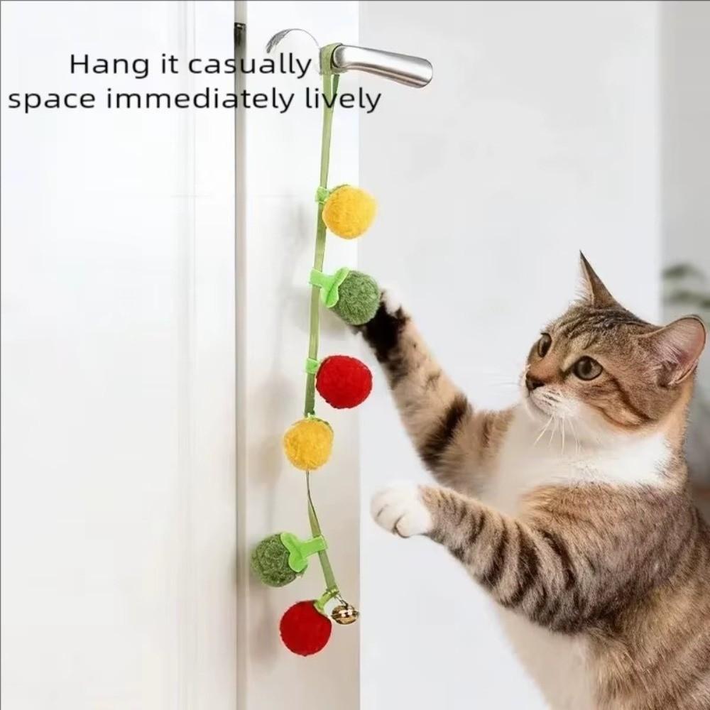 Cat Accessories Bite Resistant Tomato Cat Teaser with Bell Boredom Relief Interactive Kitten Tomato Cat Skewers Self Play
