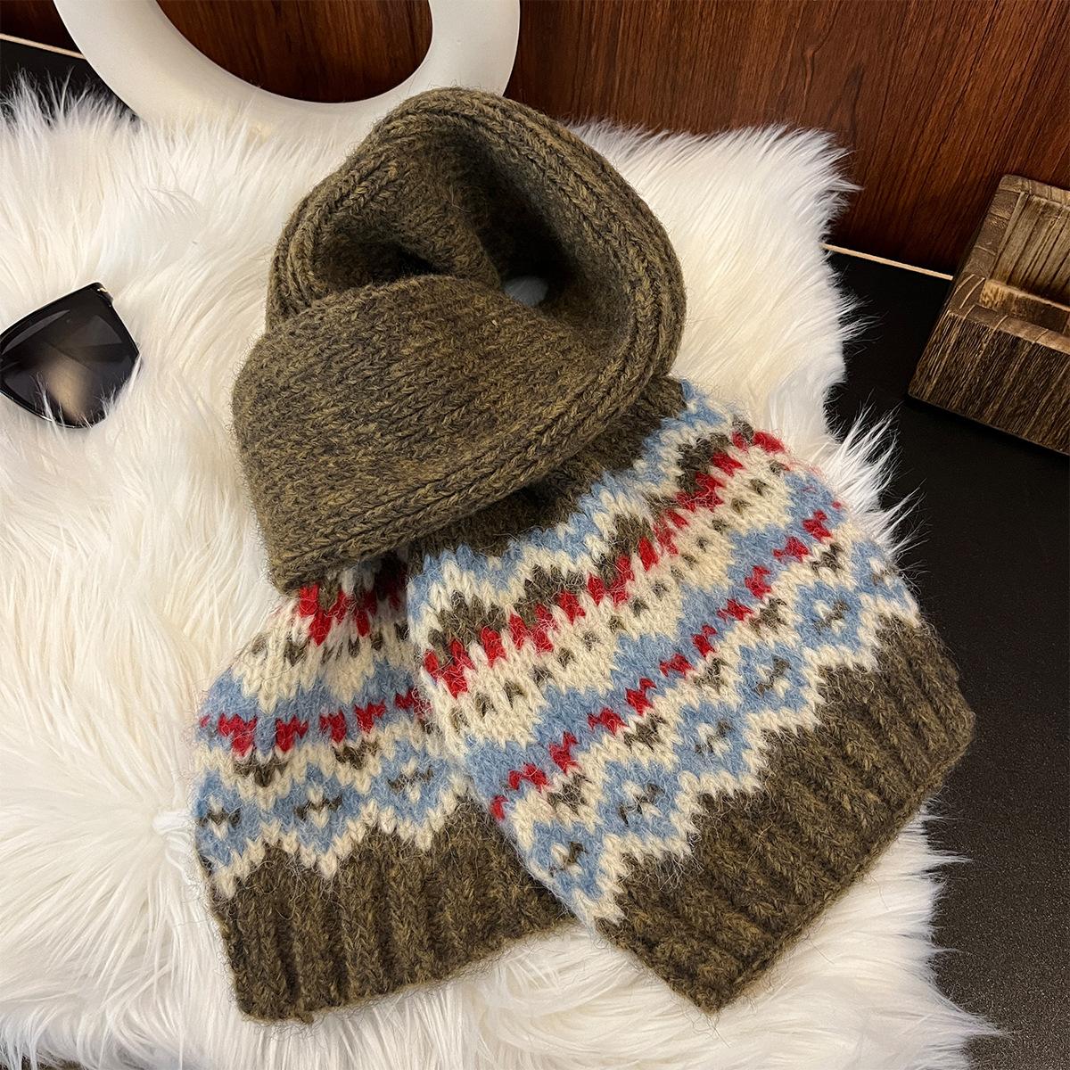 

Couple s Winter New Christmas Atmosphere Jacquard Knitted Wool Scarf Warm and Versatile Scarf with Thickened Neck for Warmth S&adult света кофе