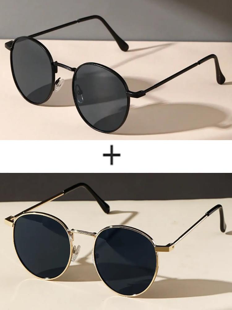 

1 / 2PCS For All Genders Alloy Round Frame Vintage Y2K Casual Sun Glasses For Outdoor Daily Vacation For Drivers Clothing Accessories