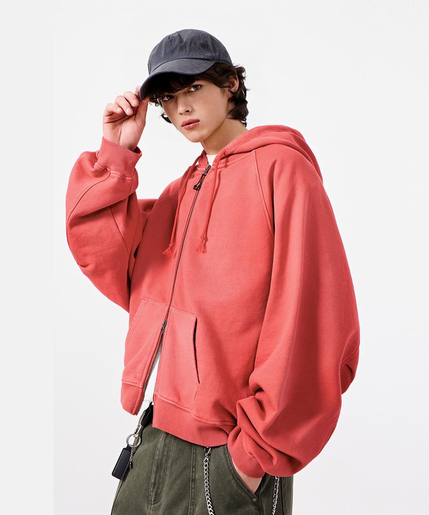 Dimitri Black Asi Four Seasons Essentials Zip-Up Hoodie_Crop Pigment Red