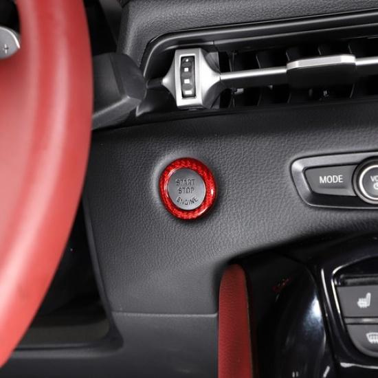 Red Carbon fiber Engine Start Stop Button Replace Ring For Toyota SupraA90 19-22