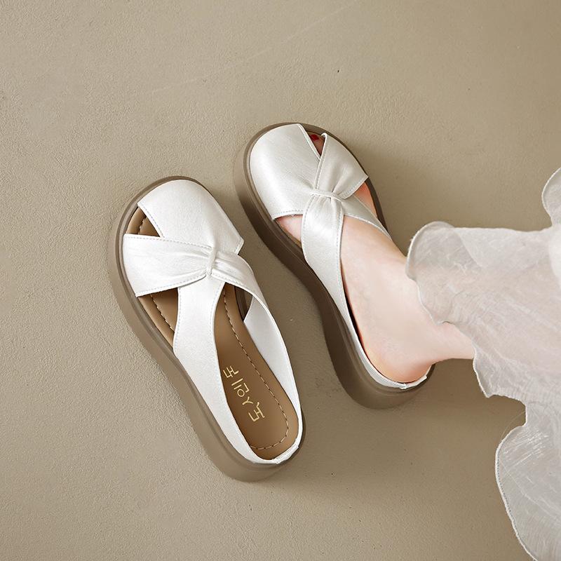 Soft-bottomed Bag Head Slippers Women's 2025 Summer New Outer Wear Retro Woven Flat-bottomed Lazy Flat-heeled Versatile Cool Slippers