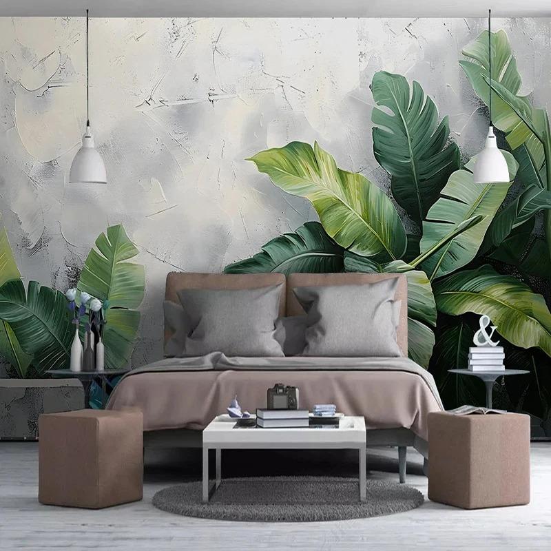 Severská Moderní Nástěnná Malba Jednoduché Umění Listy Freska Obývací Pokoj TV Pohovka Ložnice Pozadí Tapeta Domácí Dekor