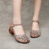 Fashion GKTINOO 2025 Summer Women's Genuine Leather Shoes Woman Retro Hollow Out Sandals Female Hook & Loop Heels Ladies Platform Sandal